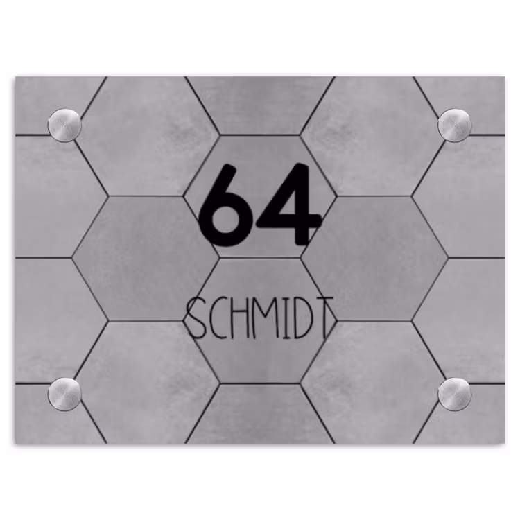 Grijze tegels - Modern Naambord Rechthoek middel -3d