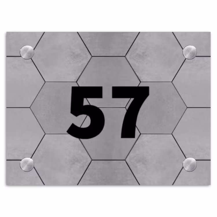 Grijze tegels - Traditioneel Naambord Rechthoek middel -3d