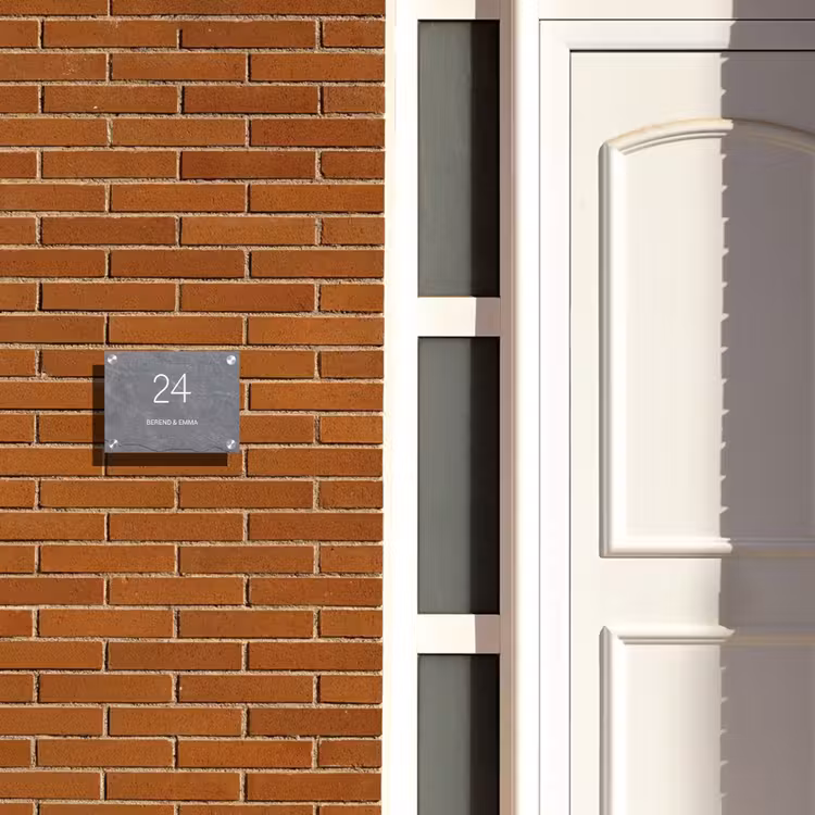 Grijze natuursteen - Klassiek Naambord Rechthoek middel -sfeer3-rechthoek-S