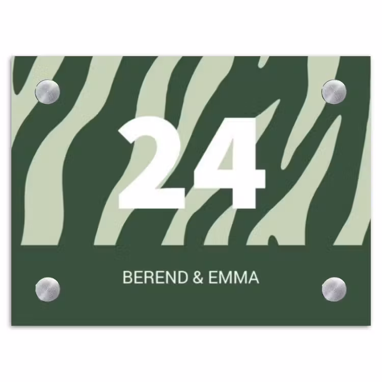 Groen zebra - Klassiek Naambord Rechthoek middel -3d