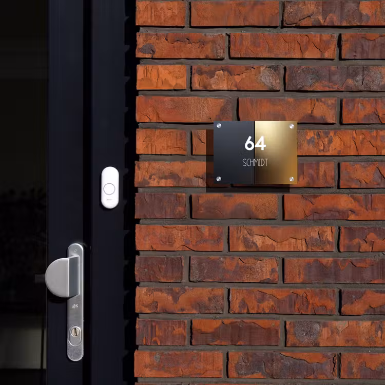 Half goud zwart - Modern Naambord Rechthoek middel -sfeer1-rechthoek-S