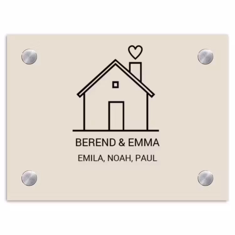 Huis illustratie - Klassiek Naambord Rechthoek middel -3d