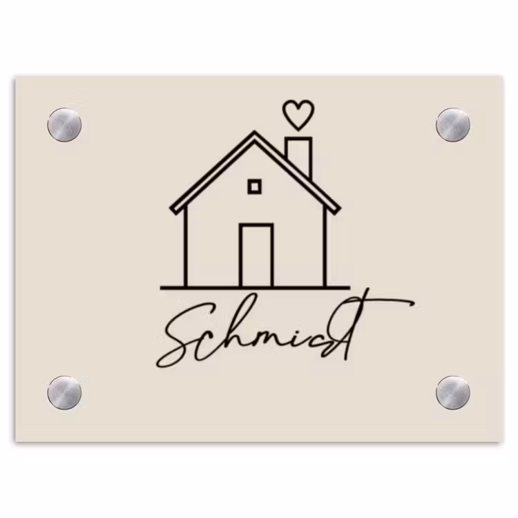 Huis illustratie - Sierlijk Naambord Rechthoek middel -3d