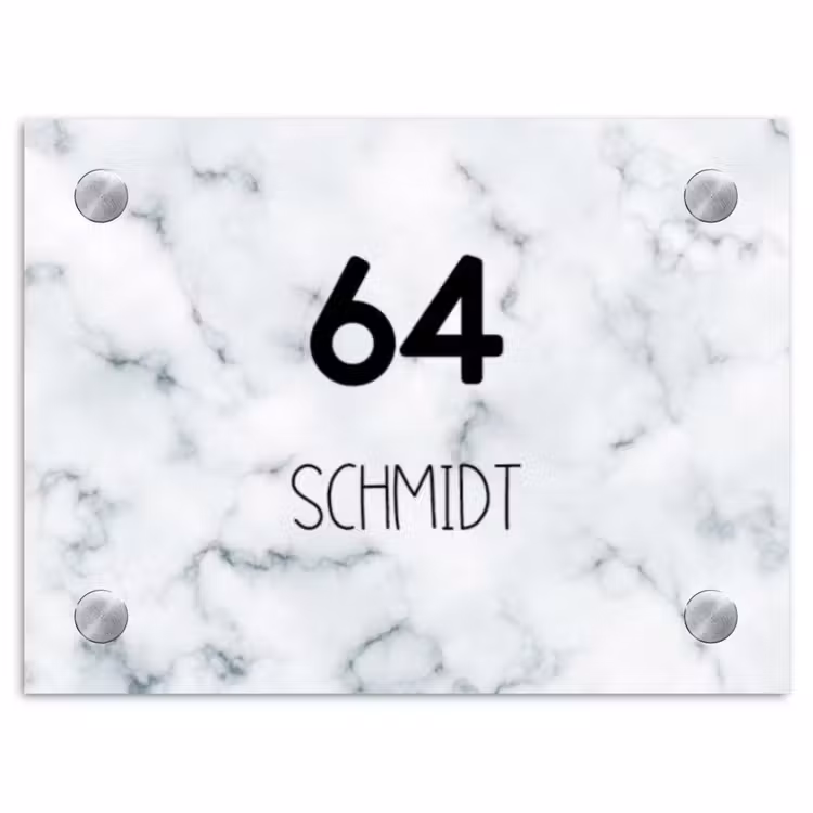 Lichtblauw marmer - Modern Naambord Rechthoek middel -3d