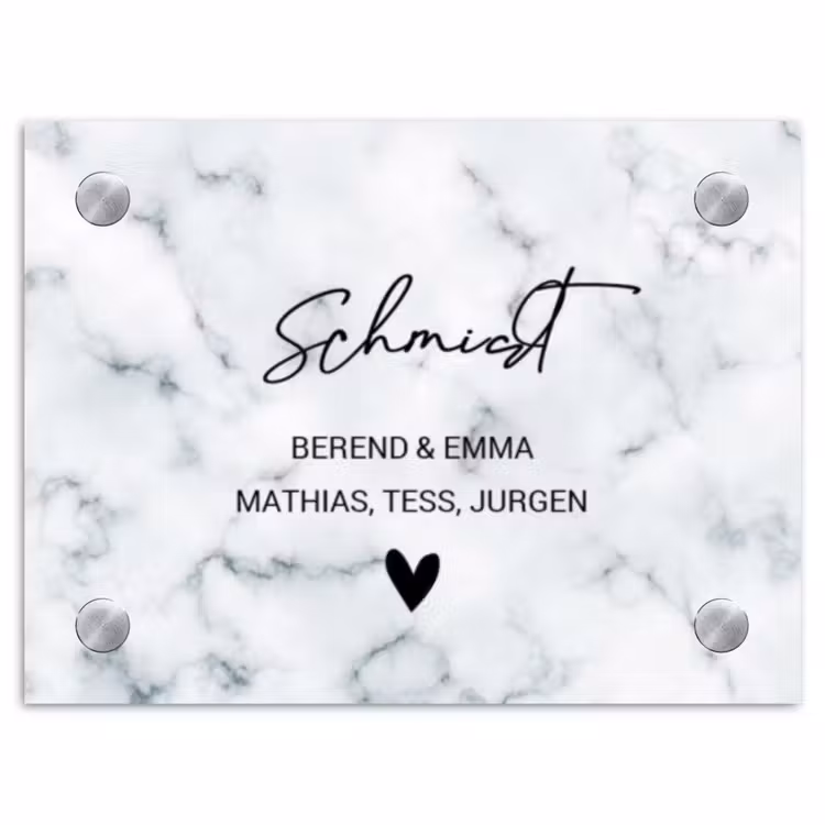 Lichtblauw marmer - Sierlijk Naambord Rechthoek middel -3d