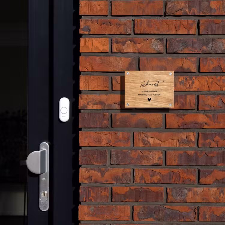 Licht hout - Sierlijk Naambord Rechthoek middel -sfeer1-rechthoek-S