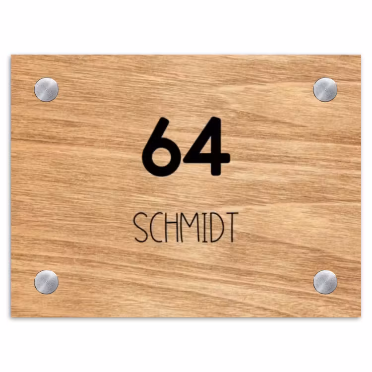 Licht hout - Modern Naambord Rechthoek middel -3d