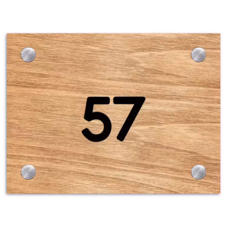 Licht hout - Traditioneel Naambord Rechthoek middel -3d