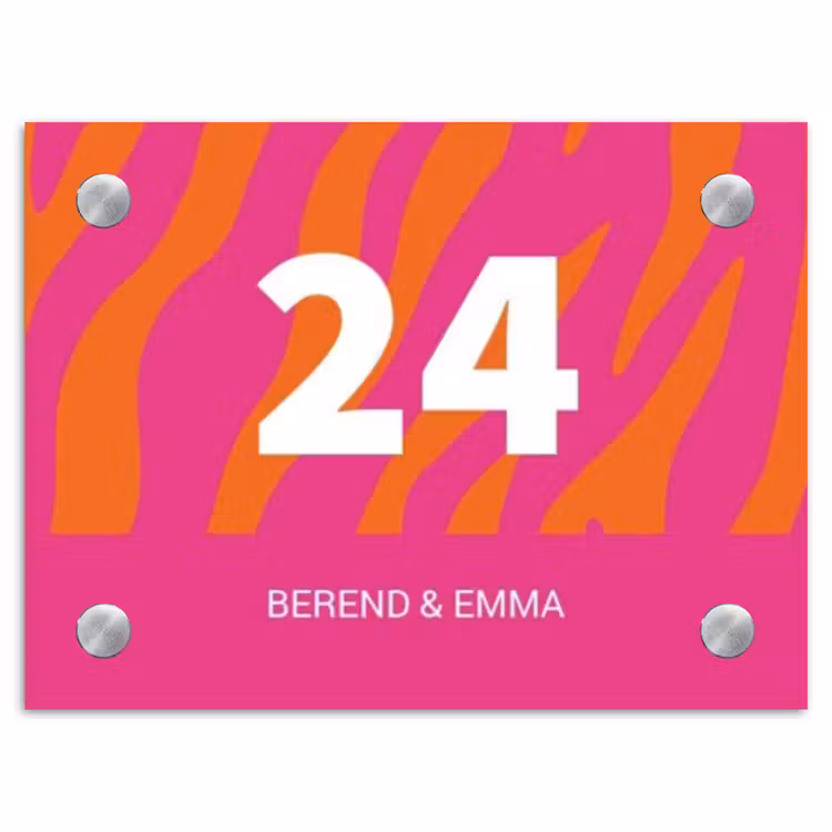 Fel zebra - Klassiek Naambord Rechthoek middel -3d