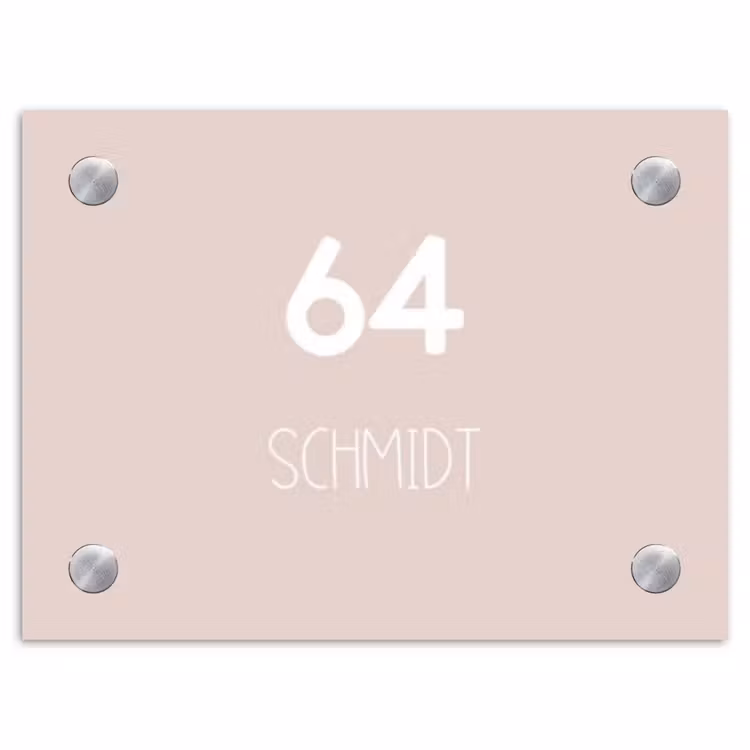 Lichtroze - Modern Naambord Rechthoek middel -3d