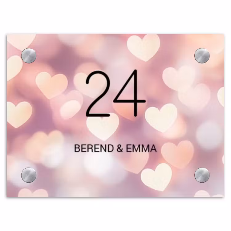 Hartvormige gloed - Klassiek Naambord Rechthoek middel -3d