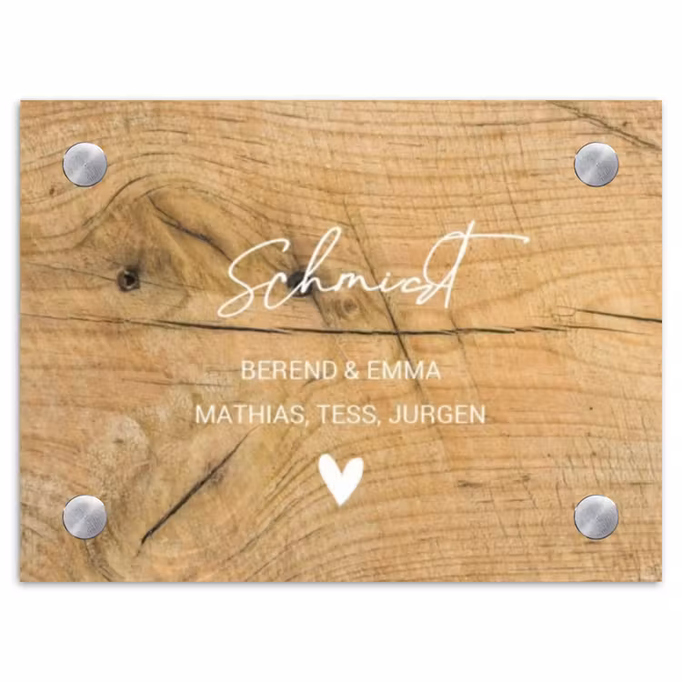 Hout - Sierlijk Naambord Rechthoek middel -3d