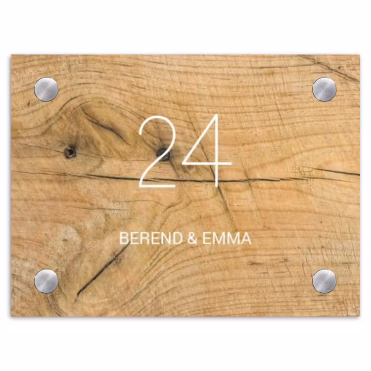 Hout - Klassiek Naambord Rechthoek middel -3d