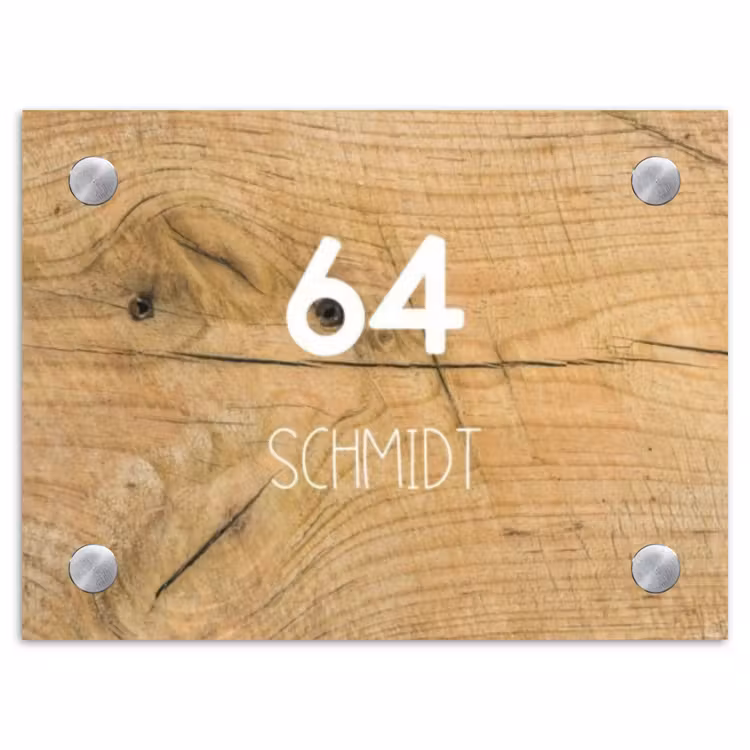 Hout - Modern Naambord Rechthoek middel -3d