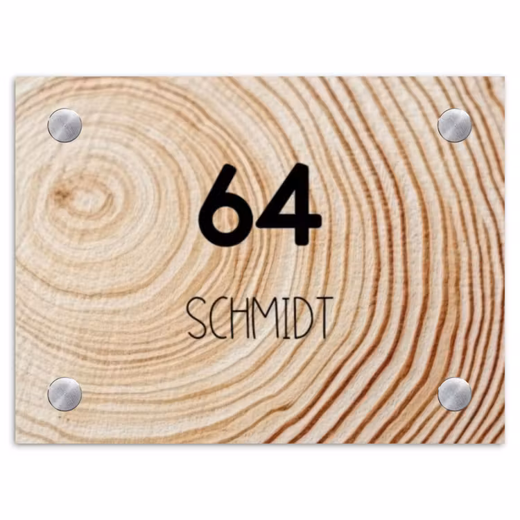 Houtnerf - Modern Naambord Rechthoek middel -3d