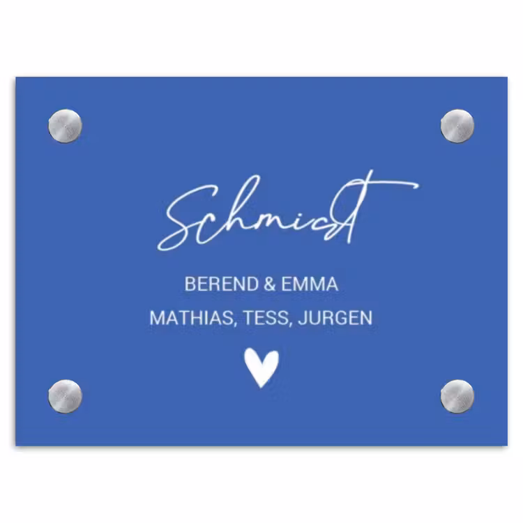 Kobaltblauw - Sierlijk Naambord Rechthoek middel -3d