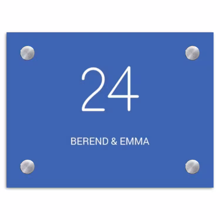 Kobaltblauw - Klassiek Naambord Rechthoek middel -3d