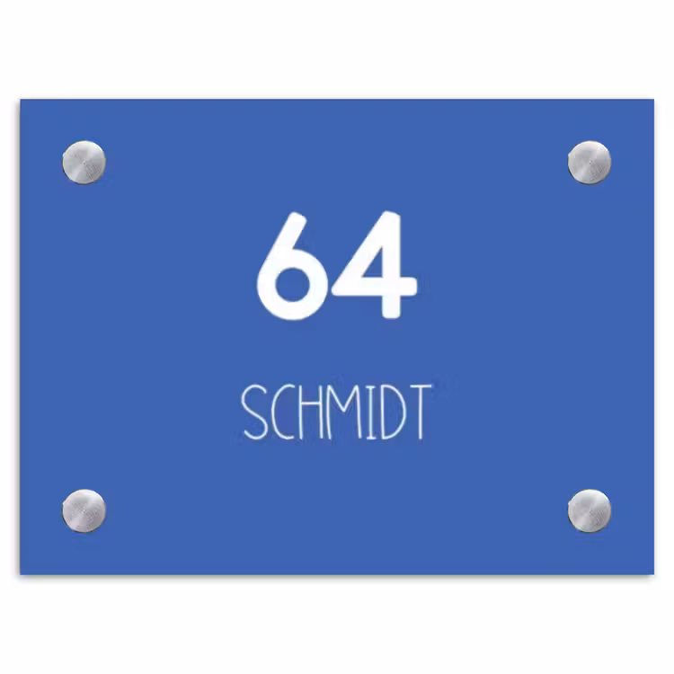 Kobaltblauw - Modern Naambord Rechthoek middel -3d