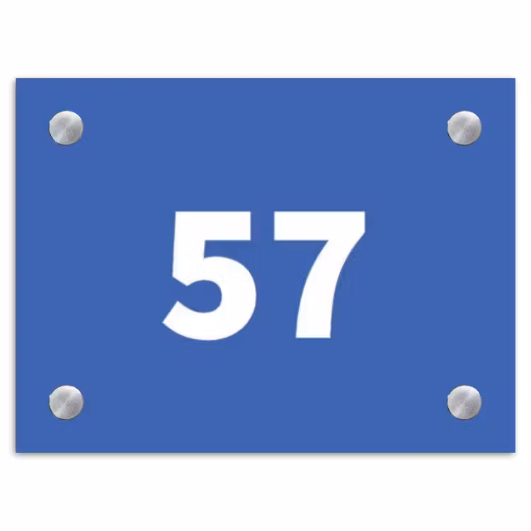 Kobaltblauw - Traditioneel Naambord Rechthoek middel -3d