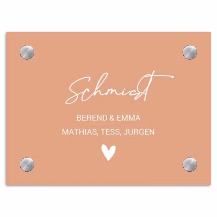 Zalmroze - Sierlijk Naambord Rechthoek middel -3d