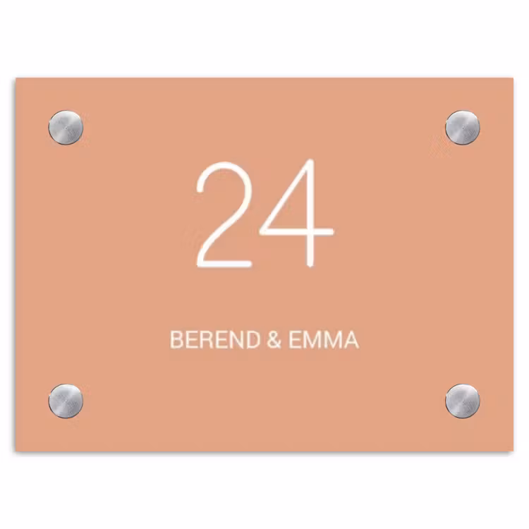 Zalmroze - Klassiek Naambord Rechthoek middel -3d