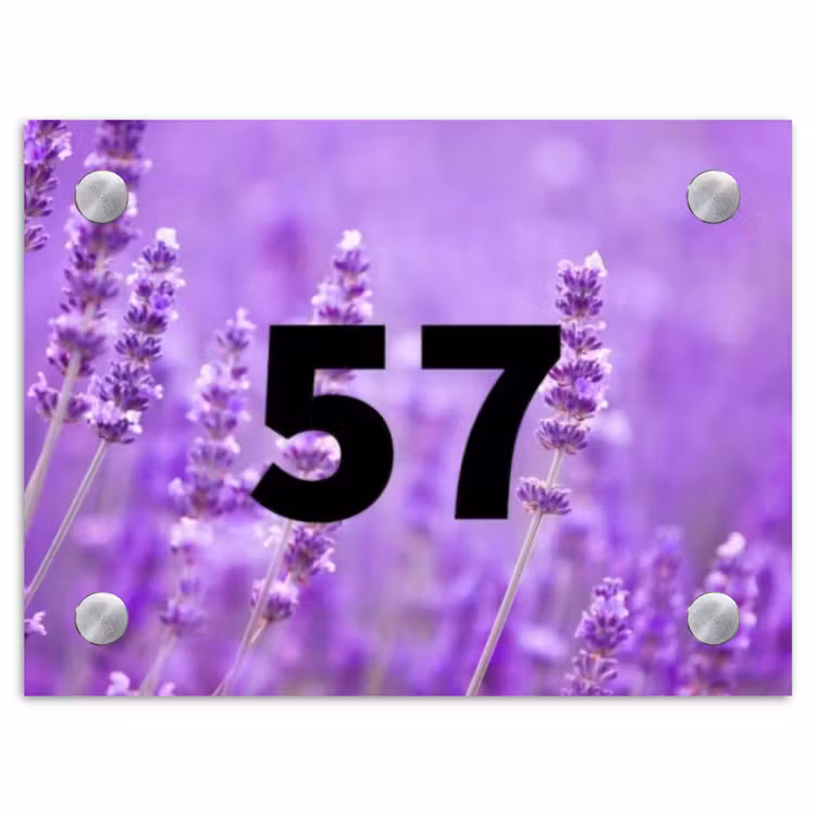 Lavendel - Traditioneel Naambord Rechthoek middel -3d