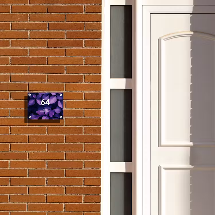 Paarse bladeren - Modern Naambord Rechthoek middel -sfeer3-rechthoek-S