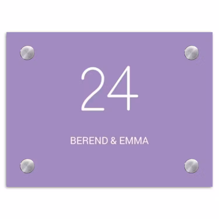 Paars - Klassiek Naambord Rechthoek middel -3d