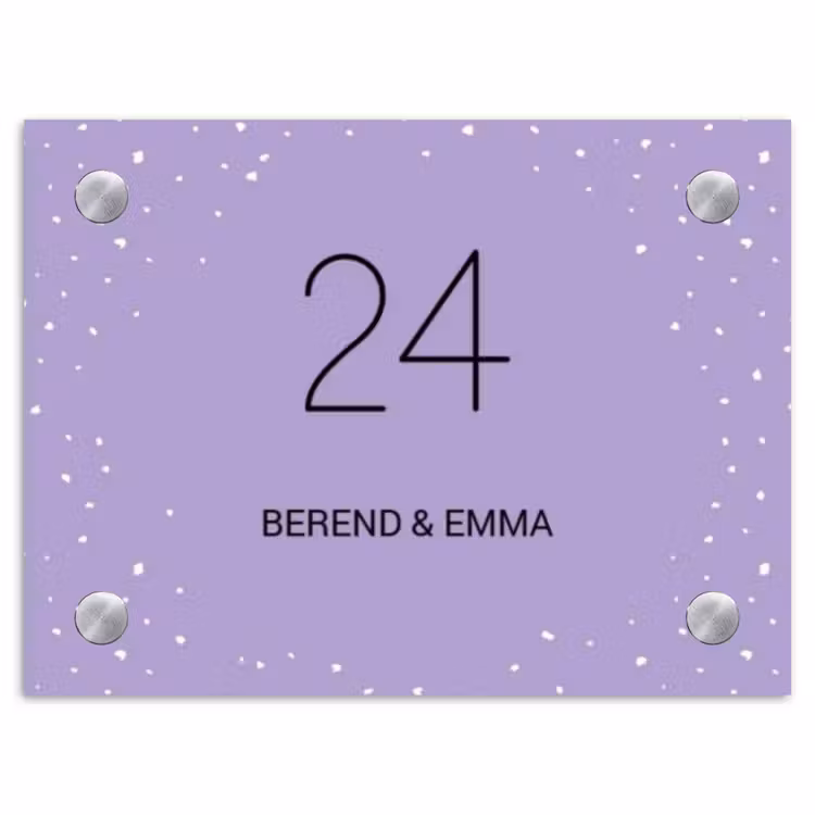 Paars met stippen - Klassiek Naambord Rechthoek middel -3d