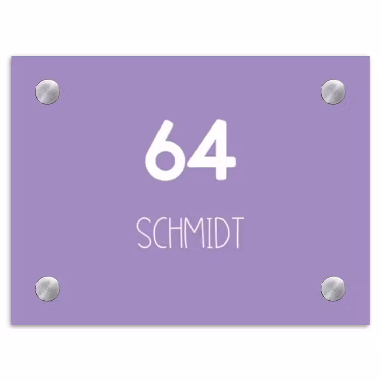 Paars - Modern Naambord Rechthoek middel -3d