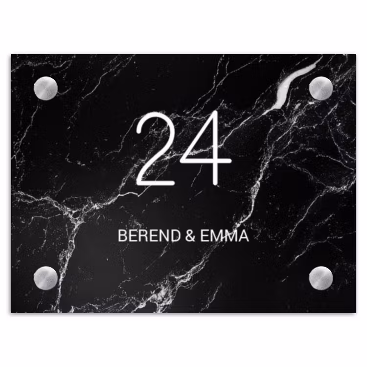 Marmer - Klassiek Naambord Rechthoek middel -3d