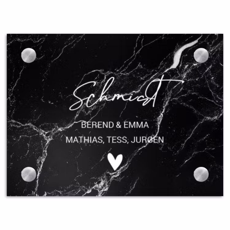 Marmer - Sierlijk Naambord Rechthoek middel -3d