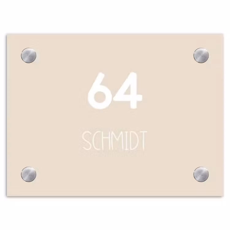 Effen - Beige - Modern Naambord Rechthoek middel -3d