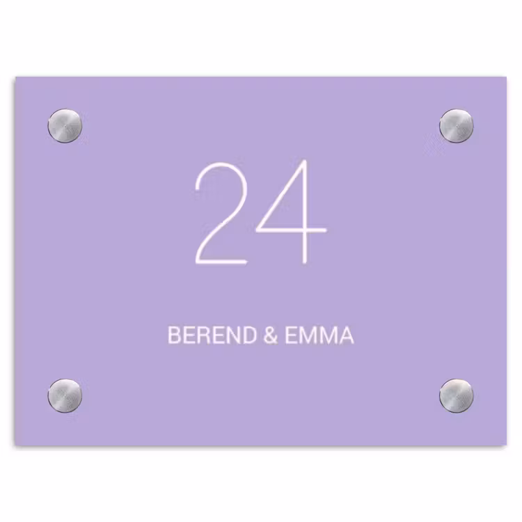 Effen - Lila - Klassiek Naambord Rechthoek middel -3d