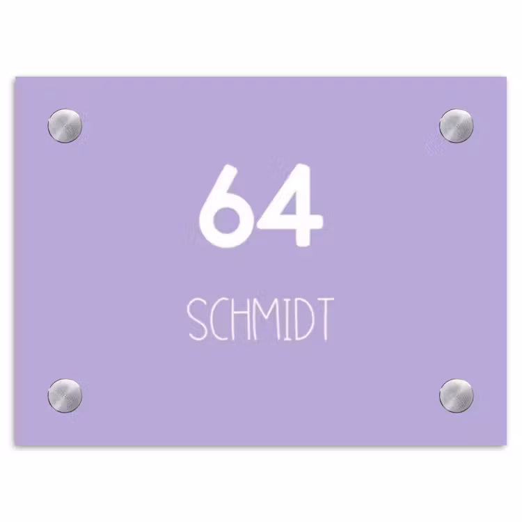 Effen - Lila - Modern Naambord Rechthoek middel -3d