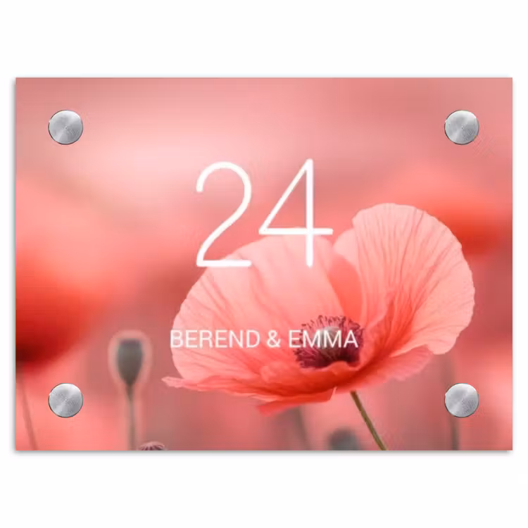Klaproos - Klassiek Naambord Rechthoek middel -3d