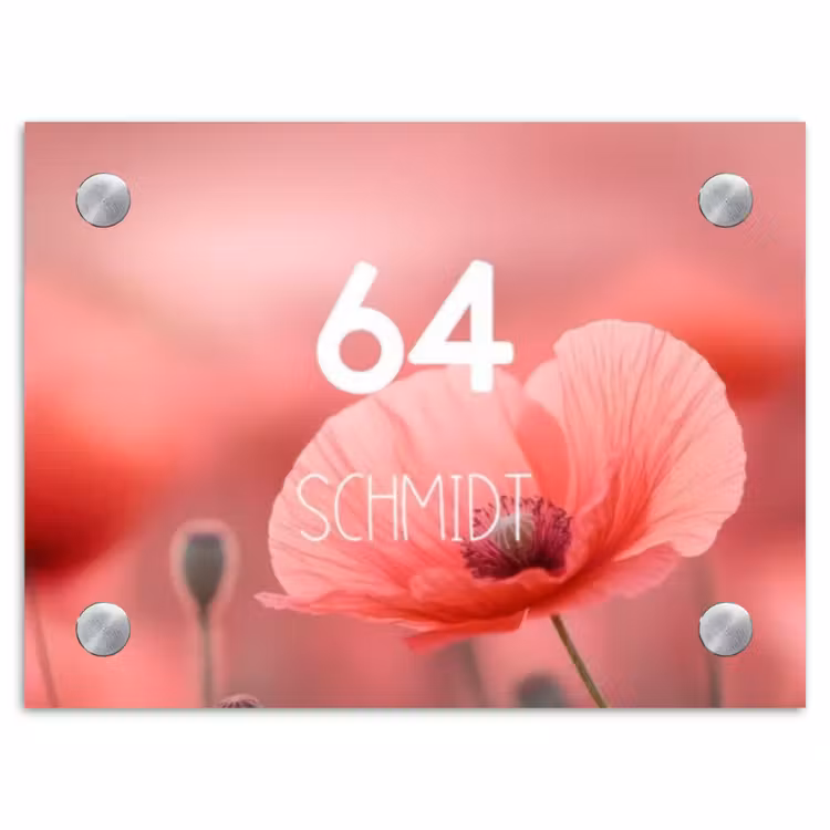 Klaproos - Modern Naambord Rechthoek middel -3d