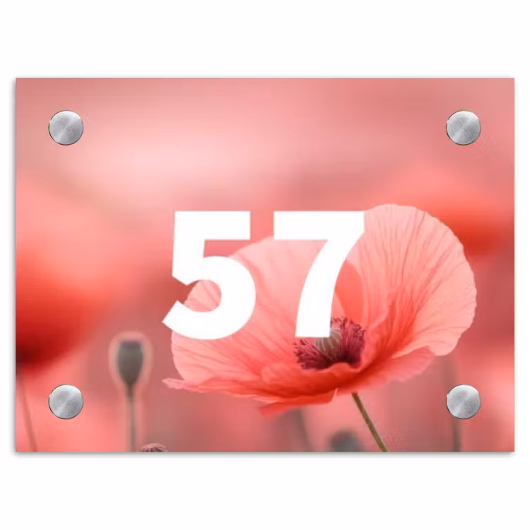 Klaproos - Traditioneel Naambord Rechthoek middel -3d