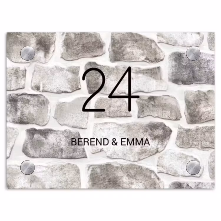 Natuurstenen - Klassiek Naambord Rechthoek middel -3d