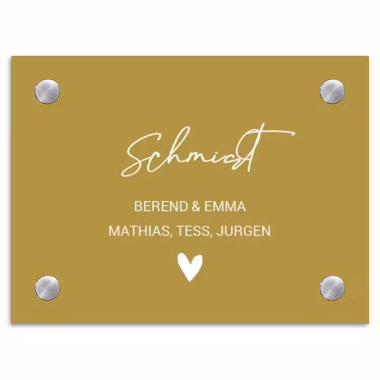 Okergeel - Sierlijk Naambord Rechthoek middel -3d