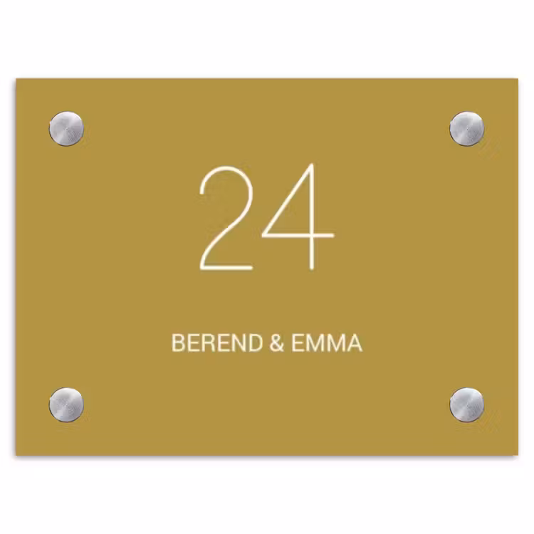Okergeel - Klassiek Naambord Rechthoek middel -3d