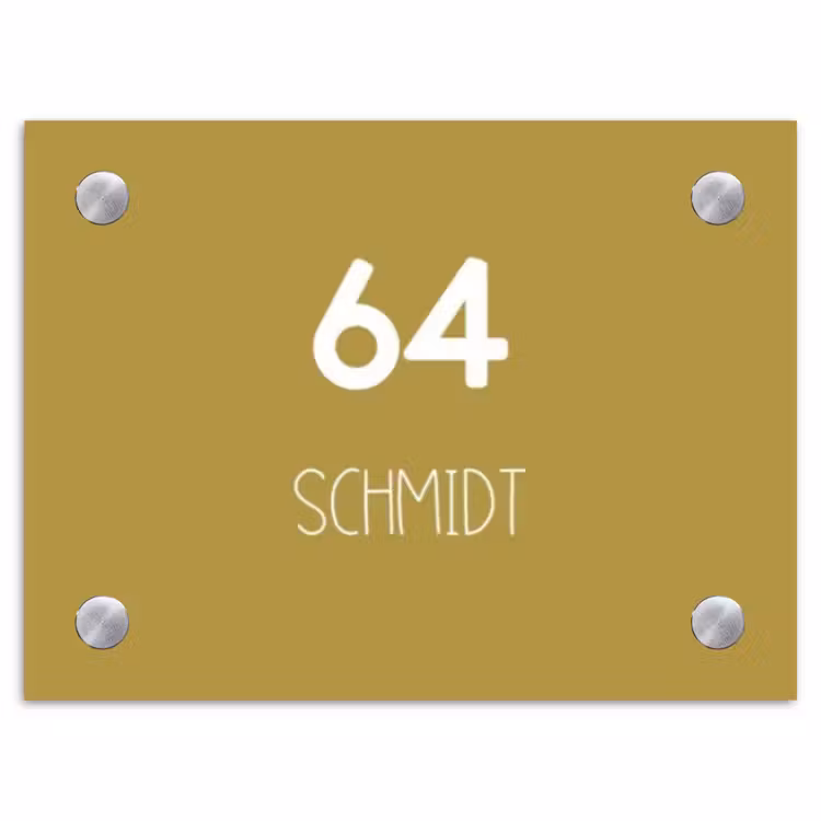 Okergeel - Modern Naambord Rechthoek middel -3d