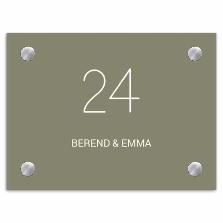 Olijfgroen - Klassiek Naambord Rechthoek middel -3d