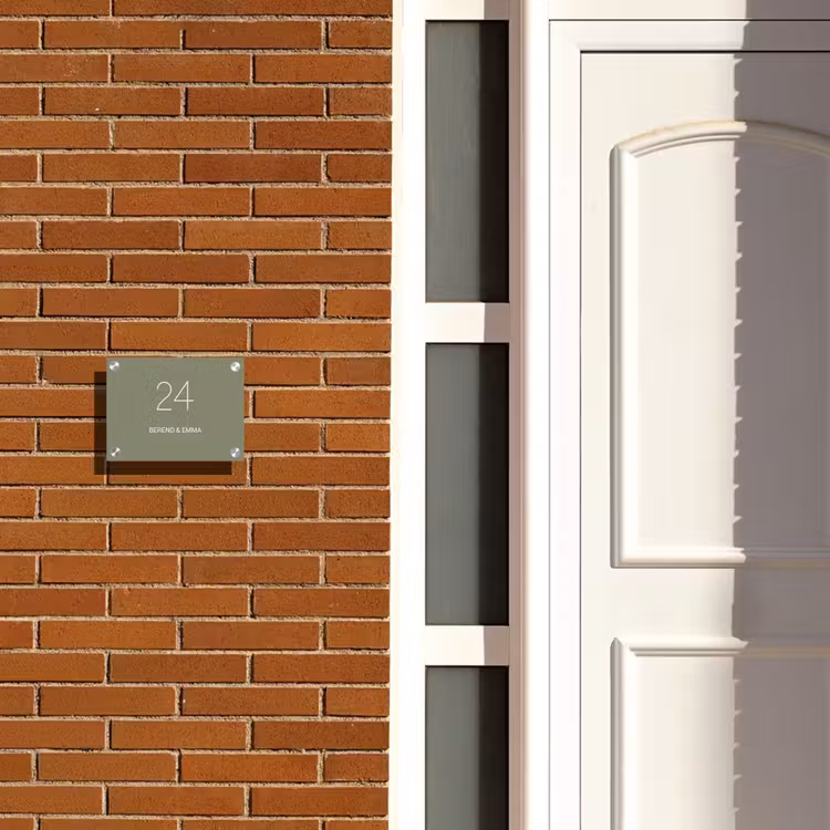 Olijfgroen - Klassiek Naambord Rechthoek middel -sfeer3-rechthoek-S