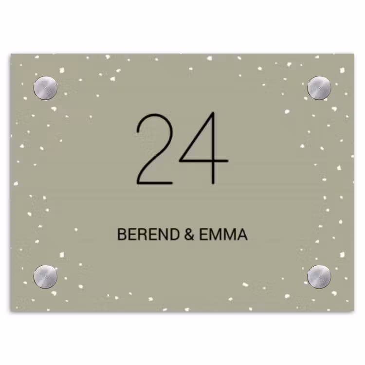 Olijfgroen met stippen - Klassiek Naambord Rechthoek middel -3d