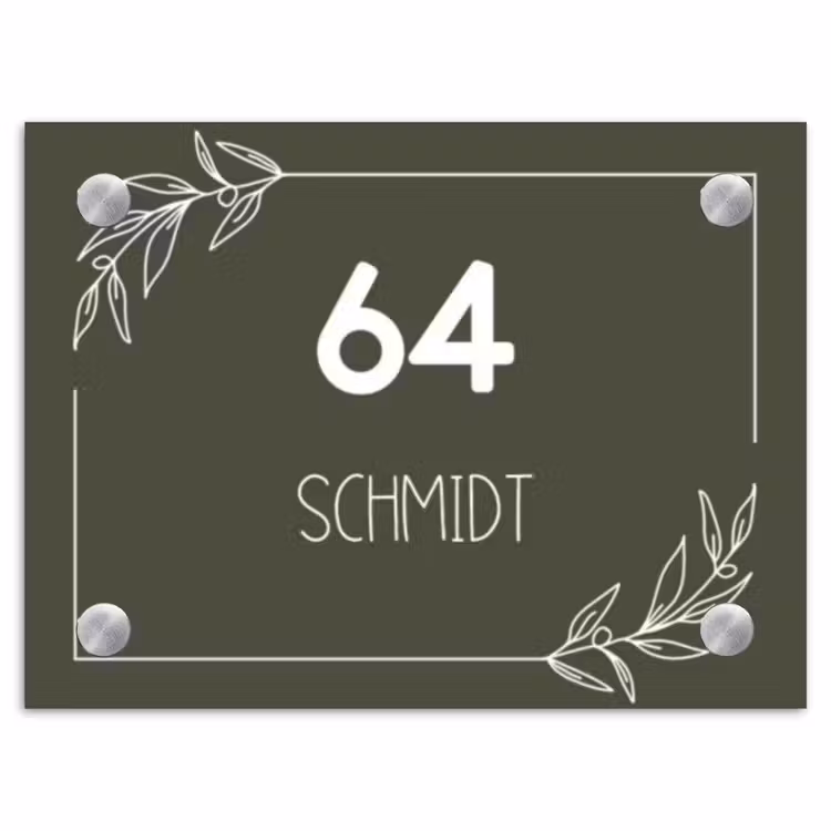 Olijfgroen - Modern Naambord Rechthoek middel -3d