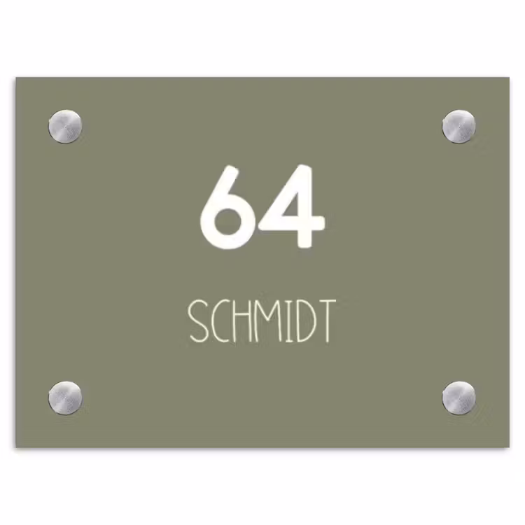 Olijfgroen - Modern Naambord Rechthoek middel -3d