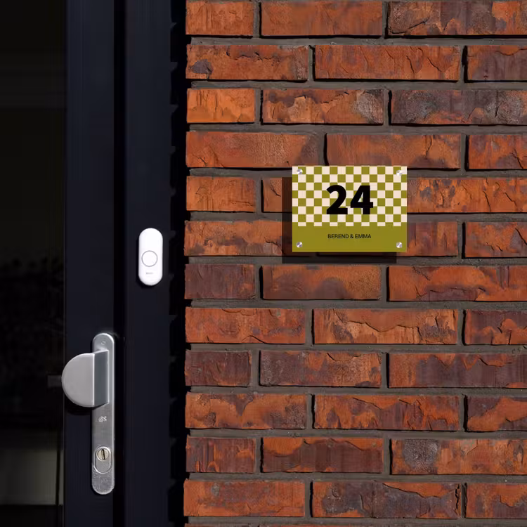 Olijfgroene blokjes - Klassiek Naambord Rechthoek middel -sfeer1-rechthoek-S