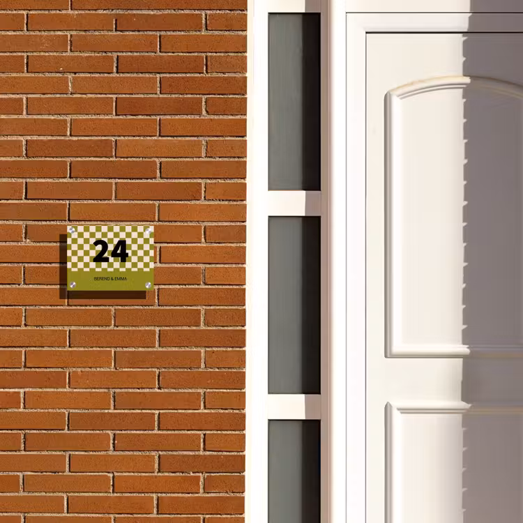 Olijfgroene blokjes - Klassiek Naambord Rechthoek middel -sfeer3-rechthoek-S