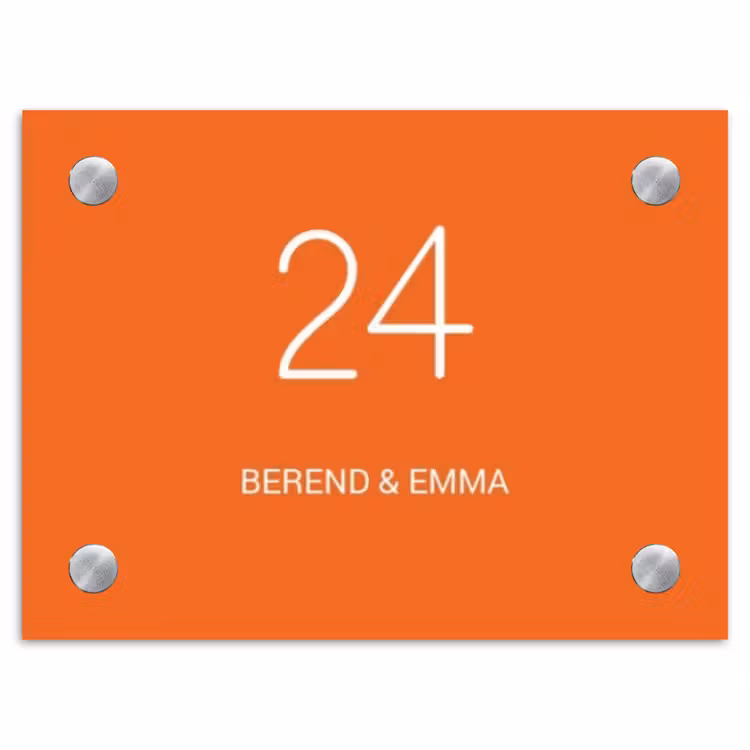 Oranje - Klassiek Naambord Rechthoek middel -3d